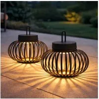 JUST LIGHT LED Außen-Tischleuchte, LED-Leuchtmittel fest verbaut, Warmweiß, 2x Tischleuchte Pendellampe Innen Außen LED Touchdimmer D 25 cm
