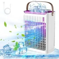 MOPUEA Ventilatorkombigerät Ventilatorkombigerät Tragbarer Luftkühler Klimaanlage Luftbefeuchter, 680ml Tank leise 5 Stufen 75° Oszillation USB Betrieb