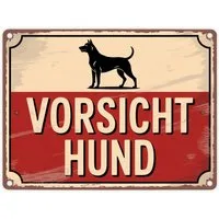 speecheese Metallschild Vorsicht Hund Vintage Silhouette Metallschild in 15x20 cm