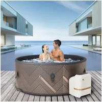 mSpa Whirlpool Outdoor Frame Mono F-MO062 Pool, Doppelhubkolbenpumpe mit integriertem Manometer, (Whirlpool Outdoor 6 Personen, Luxus Garten Pool, Whirlpool aufblasbar, 2-tlg., Whirlpool mit Schnellheizsystem, Whirlpool Outdoor winterfest), Whirlpool