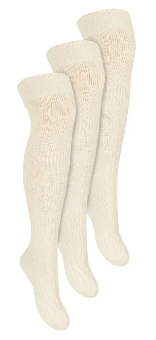 3 Paar Overknee-Wollsocken für Damen | Steven | Extralange Damen-Wollsocken Ecru