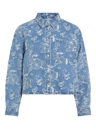 VILA - VIIANAIS NEW L/S JACQUARD DENIM JACKET Light Blue Denim - Gr. - 38