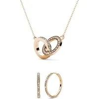 Ella Eisvogel Schmuckset Chic Rosé Circle Twin Creolen & Roséhalskette, 18 Karat