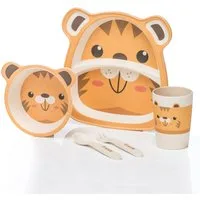 all Kids United Kindergeschirr-Set ALL KIDS UNITED 5-tlg. Kindergeschirr-Set mit Tier-Motiv (5-tlg), BPA-freier Kunststoff, Teller, Schüssel, Besteck, Becher