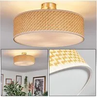 hofstein Deckenleuchte Deckenlampe aus Metall/Jute/Stoff/Kunststoff in Naturfarben/Weiß, Deckenleuchte im modernen Boho-Design, Ø 40 cm, E27