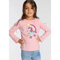 KIDSWORLD Langarmshirt Einhorn auf Rollschuhen Langarm, Basic-Passform, mit stylischem Druck und Glitzerdruck