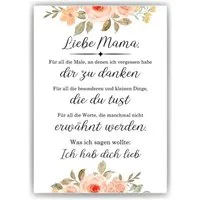 Tigerlino Poster Mama Danke Geschenk Muttertag Geburtstag Mama Spruch Mutter Kunstdruck, Orange, DIN A4