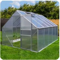 Plantiflex Gewächshaus mit Fundament, BxTxH: 250 x 310 x 205,00 cm, 6.00 mm Wandstärke, Aluminium - Garten Pflanzenhaus, Alu Treibhaus Tomatenhaus, inkl. Dachfenster