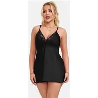 Organza Lingerie Negligé (Negligé + String) mit elegantem Spitzeneinsatz, sexy Dessous