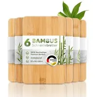 Exitoso Schneidebrett 6er-Set spülmaschinenfest mit Saftrille, Bambus, (6-St), Brotzeitbrett Frühstücksbrettchen Brot Obst Steak rutschfest