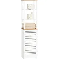 SoBuy Hochschrank BZR43 Badschrank Badregal mit 3 offenen Fächern und Lamellentür