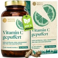 Nature Basics Hochwertiges Vitamin C gepuffert 1000mg Vegan & Nachhaltig Kapseln, 130 g
