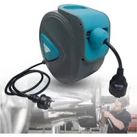 FIVMEN 20m Outdoor Automatik Kabelaufroller mti Überlastschutzthermostat Kabeltrommel (selbstaufrollend Elektrische Trommel 180° drehbar Wandhalterung)
