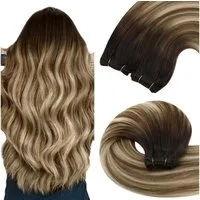 LuxusKollektion Echthaar-Extension Haartressen Echthaar Balayage Braun Blond Remy 2-Weft-3-#2 6 24 60 cm