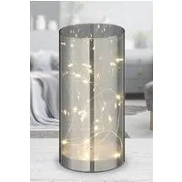 Spetebo LED Dekolicht LED Lichterglas silber mit Timer - 20 cm, 3, LED, warmweiß, inkl. Timer Funktion