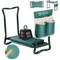 Sekey Kniebank 2 in 1 XXL Kniebank für Gartenarbeit Gepolstert Gartenhocker Klappbar, 2 in 1 Höhenverstellbar Gartenbank mit Werkzeugtasche 60 x 49 x 27,5cm