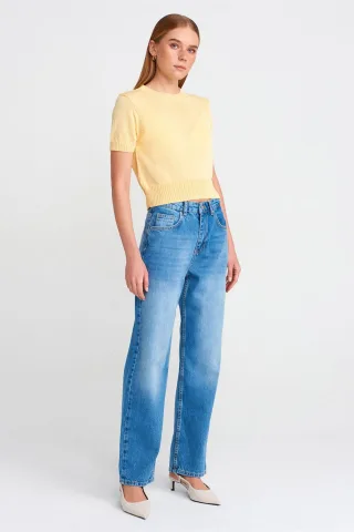 Damen Hochtaillierte Schlagjeans