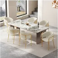 Flieks Esszimmerstuhl (Set, 6 St), 6er Set Polsterstühle mit Armlehnen Wohnzimmerstuhl Cordstoff Beige