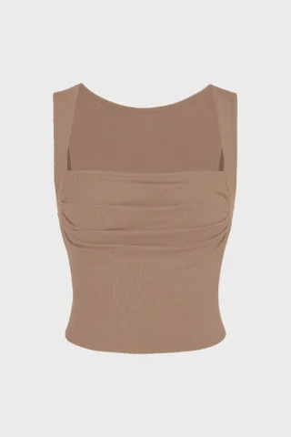 Gerüschte Bluse mit quadratischem Ausschnitt