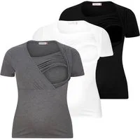 M.M.C. Stillshirt Stillmode Umstandsshirt 3er Set Umstandsmode (3-tlg) Schwangerschaftsshirt