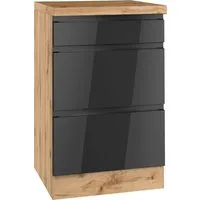KOCHSTATION Unterschrank KS-Virginia,neu in verbesserter Ausführung (Stauraum, Softclose, mit CPL-Arbeitsplatte) Breite 50 cm, 1 Schubkasten, 2 Auszüge, Soft-Close-Funktion