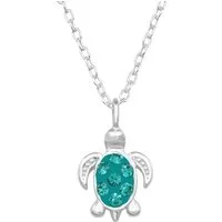 ALEXANDER YORK Kette mit Anhänger SCHILDKRÖTE mit Kristall blue-zircon, 2-tlg., 925 Sterling Silber