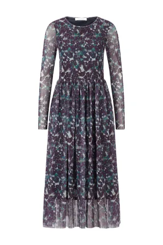 Rich & Royal - Printed Mesh Dress leaf green - Gr. - XS