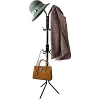 HUGERSTONE Garderobenständer Kleiderständer Freistehend, mit 3 Höhenverstellbar Größen und 12 Haken, (1 Set, Metalrahmen Garderobe), für Flur, Balkon, Büro, Schlafzimmer, Stabile Basis und Platzsparend