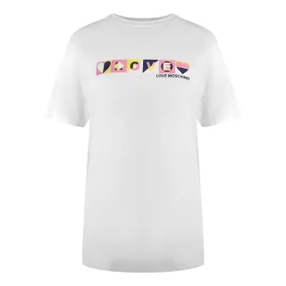 Moschino Colourblock Logo Weißes T-shirt