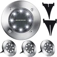 emeco LED Solarleuchte 4er LED Solarleuchte Solarlampe Bodenstrahler 8Leds Außen Gartenstrahl