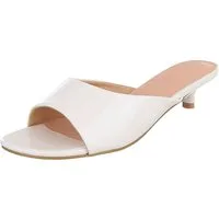 Ital-Design Damen Pantolette mit Kitten Heel und offenem Design Pantolette (91895704) Pfennig-/Stilettoabsatz Pantoletten in Weiß