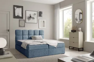 Boxspringbett Schlafzimmerbett PAROZO PREMIUM 200x220cm Stoff Coral Blau