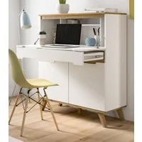 Inn.Furn Sekretär Hygge (in weiß und Nox Eiche, Breite 100 cm), mit Soft-Close-Funktion