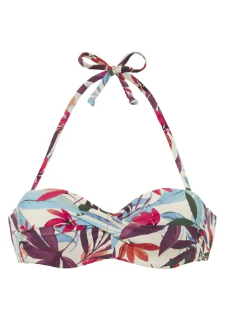LASCANA - LASCANA Bügel-Bandeau-Top creme print - Gr. - 38A