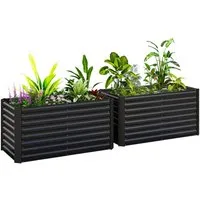 MC Star Hochbeet Hochbeet 2er-Set, Pflanzkasten, extra tief, Metall, 120 x 60 x 60 cm (Dunkelgrau)