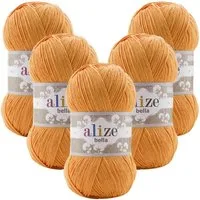 Alize 5 x ALIZE Bella 100 Häkelwolle, 360 m, Baumwollegarn, Stickgarn,100 % Baumwolle, Strickwolle