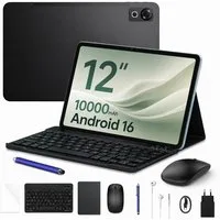 POCKAM 2026 Pockam P12 Android 16 Tablet mit Tastatur 12 Zoll 10000 mAh Tablet (12", 8 GB, Android 16, Octa-Core, 8GB+128GB/2TB, 13MP+8MP, Gemini AI, Face ID, Widevine L1)