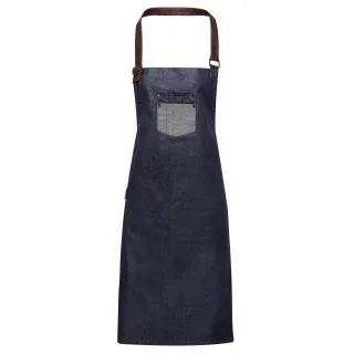 Premier Unisex Erwachsene Abteilung gewachst aussehen Kunstleder Denim Lätzchen Schürze (Indigo Denim)