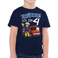 Shirtracer T-Shirt Tatü Tata Ich bin 4 Geburtstag I 4. Geburtstag Feuerwehr I Vierter Geb (1-tlg) Feuerwehrmann Sam Jungen