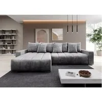 Muffo Ecksofa PIANO, elegante vertikale Nähte, Bettzeugablage, Schlaffunktion 234x137, Lose Rückenkissen