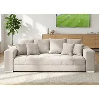 Massivart® Big-Sofa Cord grau oder beige 254 cm / 4-Sitzer Cordsofa / BORNEO, Nosagunterfederung / inklusive Kissen Set