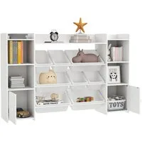 AIYAPLAY Kinderregal Kinder-Aufbewahrungsregal mit 8 herausnehmbaren Boxen, Spielzeugkiste 1-tlg., für Kinderzimmer, Kindergarten, Weiß