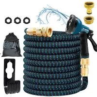 X-COTEC Gartenschlauch Flexibel 15m/30m – Dehnbar, platzsparend, 10 Sprühmodi, 3-lagiges Latex + 3750D Gewebe