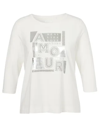 VIA APPIA DUE - T-Shirt Rundhals 3/4 Arm Motiv Strass ecru multicolor - Gr. - 44