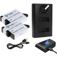 Trade-Shop 3in1 Set passend für GoPro Hero 8 Hero 2018 421850 ASST1 Ladegerät + 2 Kamera-Akku Li-Ion 1250 mAh (3,85 V), Mit USB Ladekabel