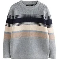 Next Rundhalspullover Rundhals-Strickpullover mit Farbblock-Streifen (1-tlg)