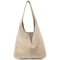 ITALYSHOP24 Schultertasche Made in Italy Damen Leder Wildleder Tasche Umhängetasche Beuteltasche, Premium Business Echtleder Shopper Bag leicht groß klassisch geräumig