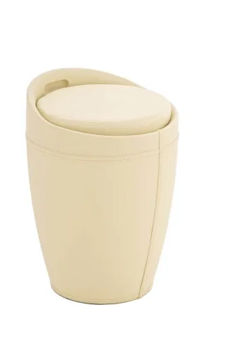 Sitzhocker - Amy - Hocker Sessel Kunstleder Creme 30x30 cm