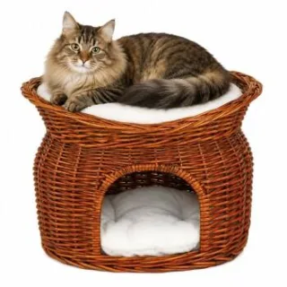 Lionto Weidenkorb für Katze braun