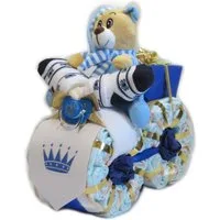 Geschenketorten-Gebhardt Windeln Windeltorte Windelmotorrad Prinz oder Prinzessin, mit Schlafbär